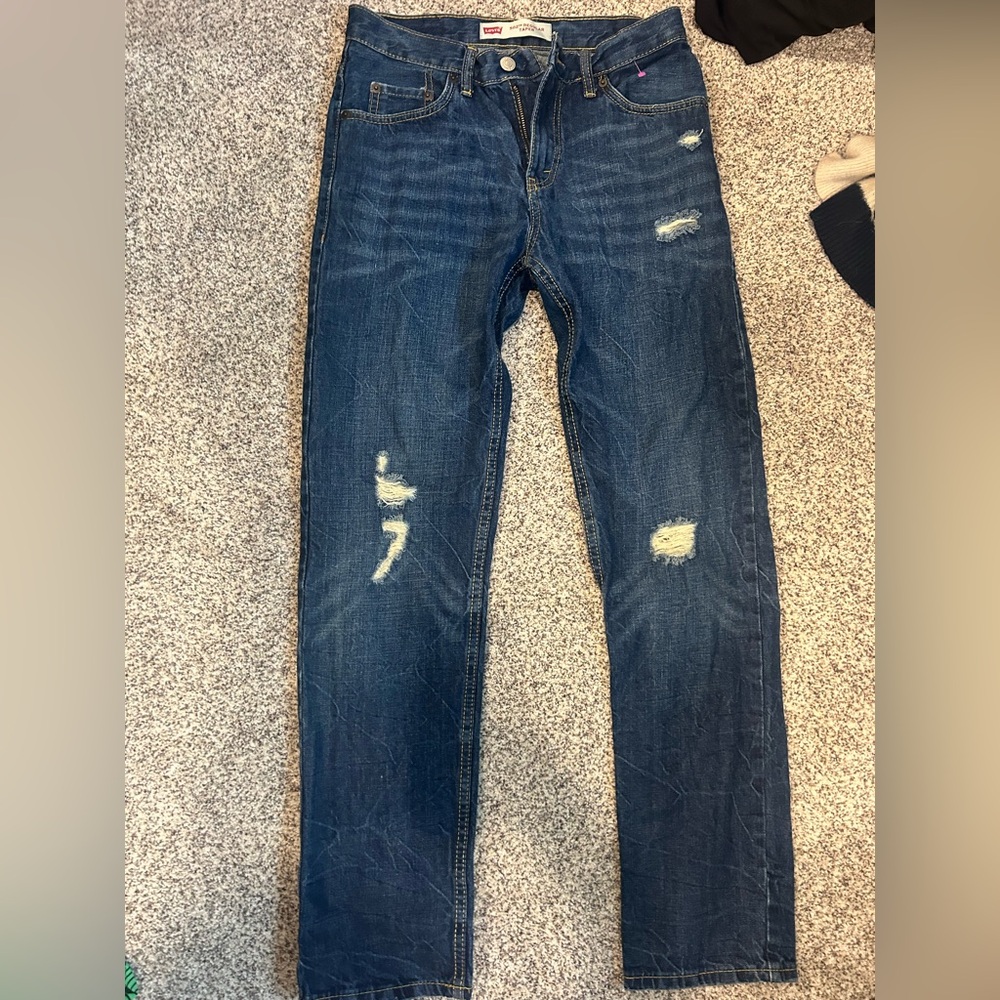 Levi 502 Regular Taper Distressed Jeans - Size 16/W28